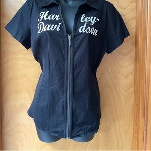 Womens full zip sexy Harley Davidson shop shirt